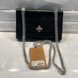 Patricia Nash Giada‎ Chain Black Leather Crossbody Bag New